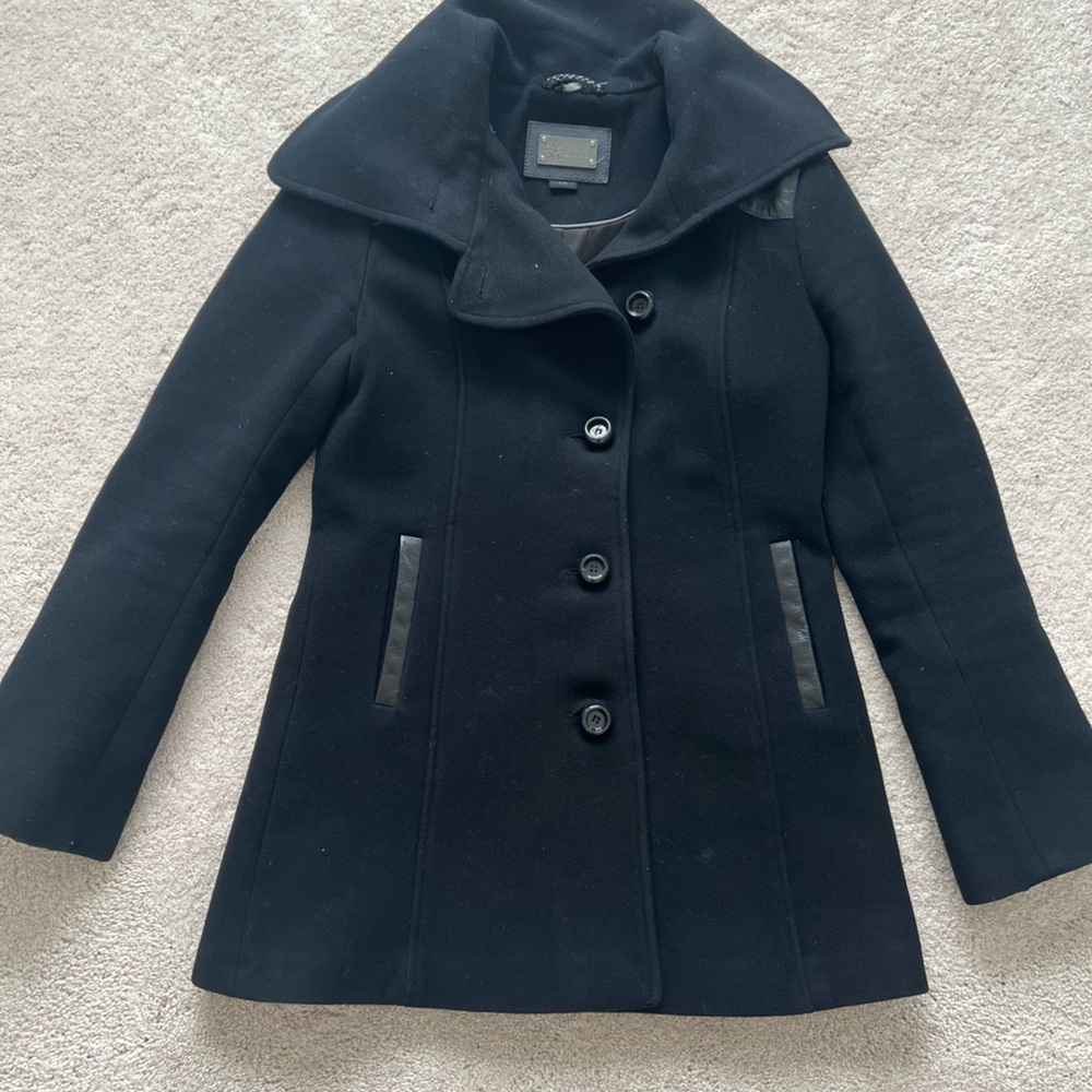 Mackage Wool and Leather accent Coat Jacket in Size Large Vintage GUC